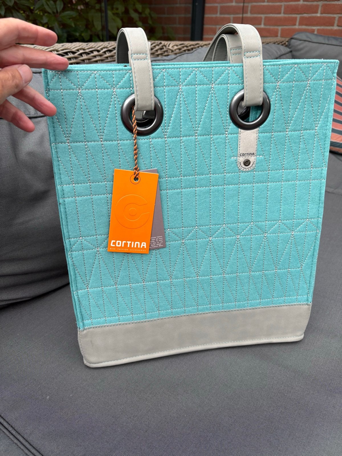 Nieuwe Cortina Minsk Viltentas - Azure Blue, Blauw, Geen, Shopper, Nieuw
