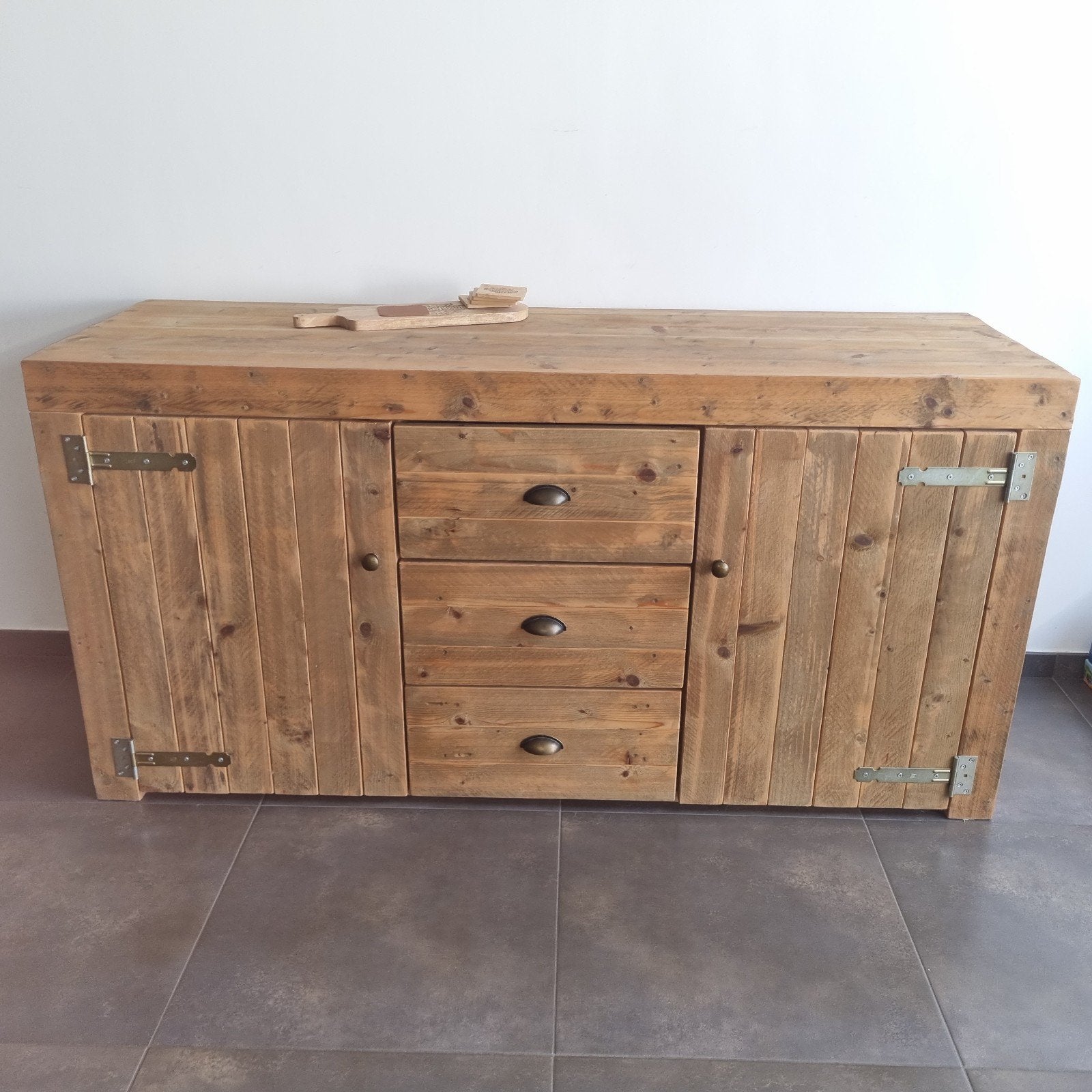 3 steigerhouten kasten (dressoir/tv-meubel/boekenkast), Ophalen, Gebruikt, Met deur(en), 100 tot 150 cm