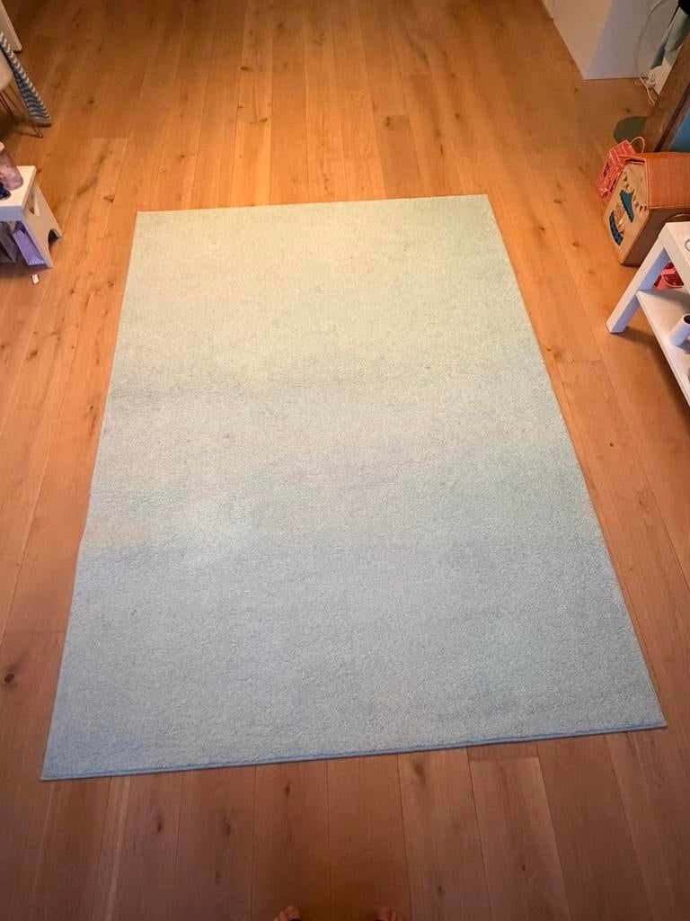 Vloerkleed groen/ blauw pikkeltje, Blauw, 200 cm of meer, Ophalen of Verzenden, Zo goed als nieuw