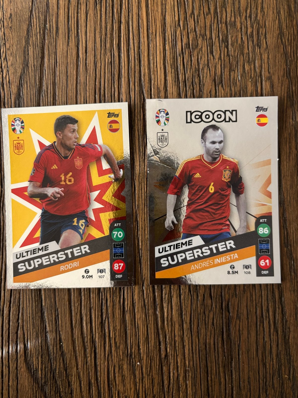 UEFA Euro 2024 Match Attax: Rodri & Iniesta Ultimate Superst, Ophalen of Verzenden, Zo goed als nieuw, Buitenlandse clubs, Spelerskaart