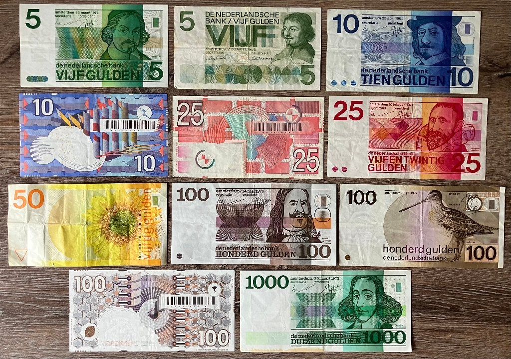 groot setje Nederlandse biljetten van NLG 5 t/m NLG 1000, Ophalen, 1000 gulden, Setje