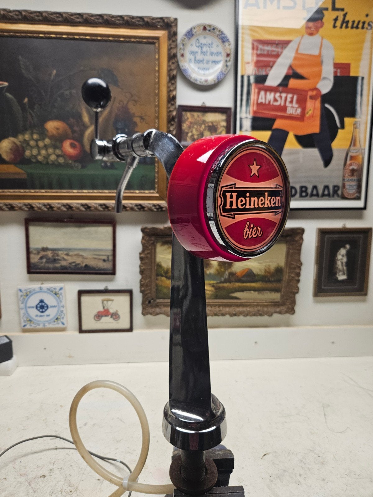 vintage Heineken biertap met oude rode logo., Ophalen of Verzenden, Gebruikt, Overige merken