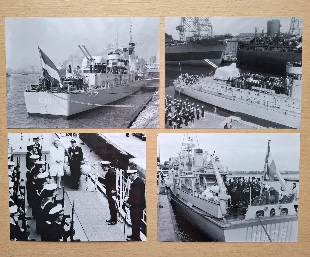 unieke foto's overdracht schepen aan Kon. Marine 1955-1976, Verzenden, Marine, Nederland, Foto of Poster