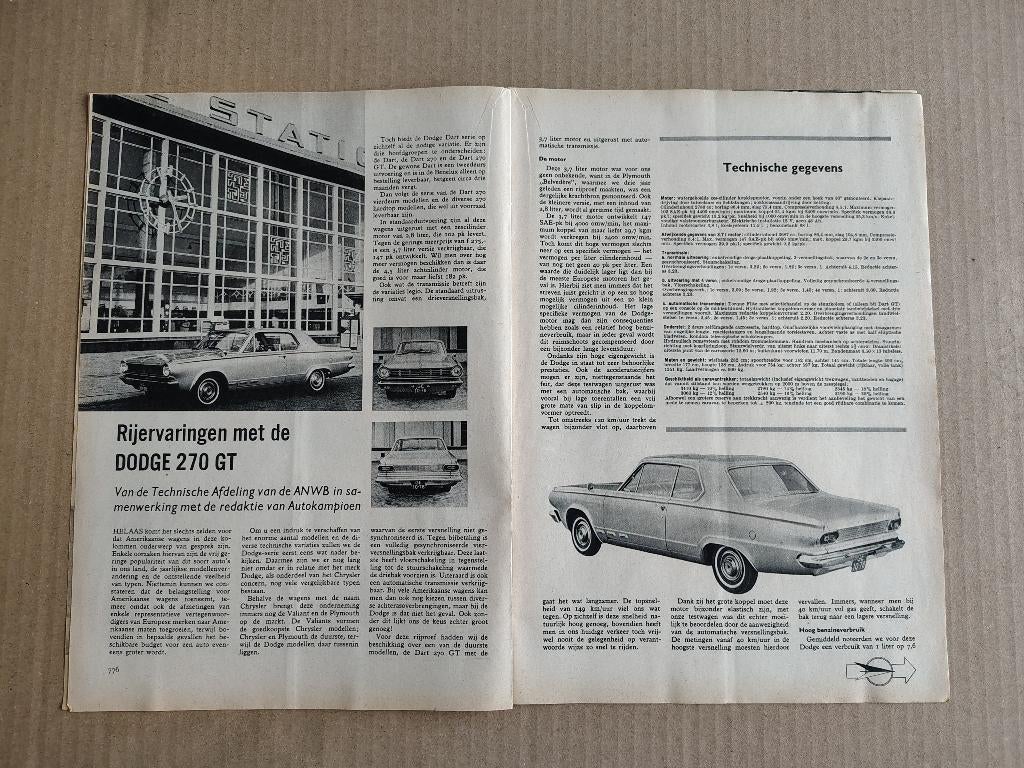 Auto Test (uit oud tijdschrift) Dodge 270 GT (1965), Verzenden, Gebruikt, Auto's