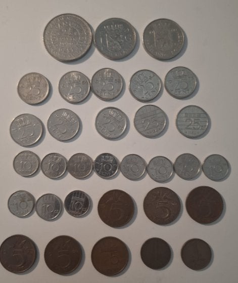 Set Nederlandse Gulden, Ophalen of Verzenden, Koningin Juliana, 25 cent, Setje