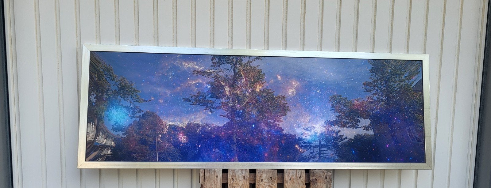 poster kosmische ruimte, sterrenhemel in lijst met glas, Ophalen of Verzenden, Zo goed als nieuw, Minder dan 50 cm, Foto of Poster