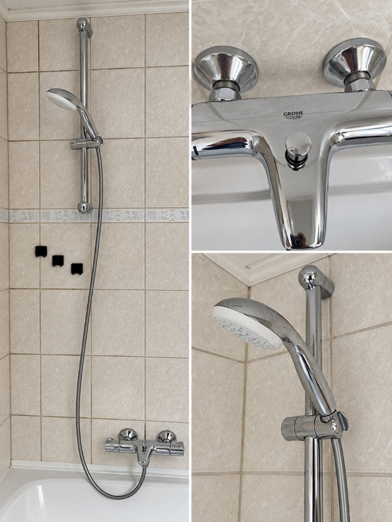 GROHE badkraan met handdouche & glijstang – compleet, Ophalen, Gebruikt, Chroom, Kraan
