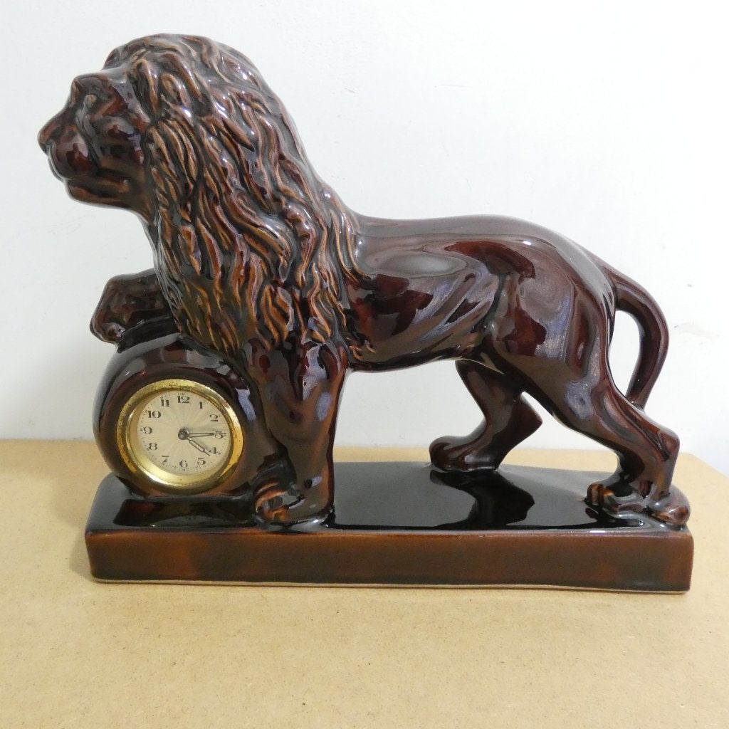 Vintage Keramische Leeuw met Klok - Decoratiestuk [803], Ophalen of Verzenden