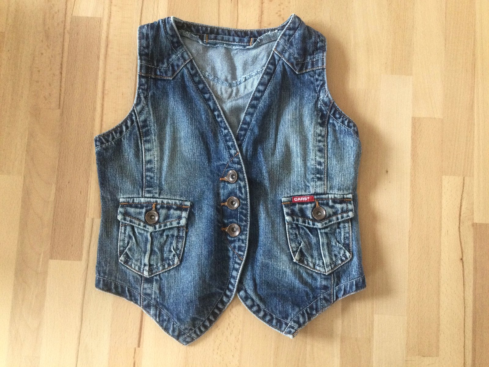 Gilet bodywarmer spijker CARS maat 116/122, Meisje, Trui of Vest, Ophalen of Verzenden, Zo goed als nieuw