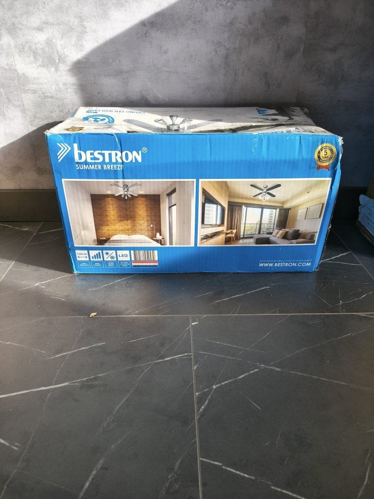 Bestron Plafondventilator met LED Lamp Ø 102 cm (Retourgoed), Zilver, Overige stijlen, 5222 AW, Verzenden