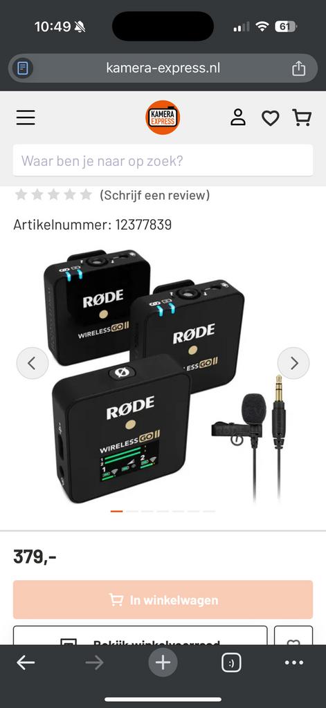Rode Microfoon wireless go II NIEUW, Ophalen of Verzenden, Zo goed als nieuw, Overige typen