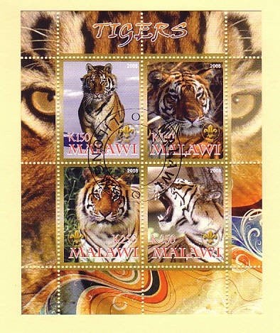 Tijgers - 2 mooie blokjes 2008 & 2011 - Gestempeld, Verzenden, Gestempeld, Dier of Natuur