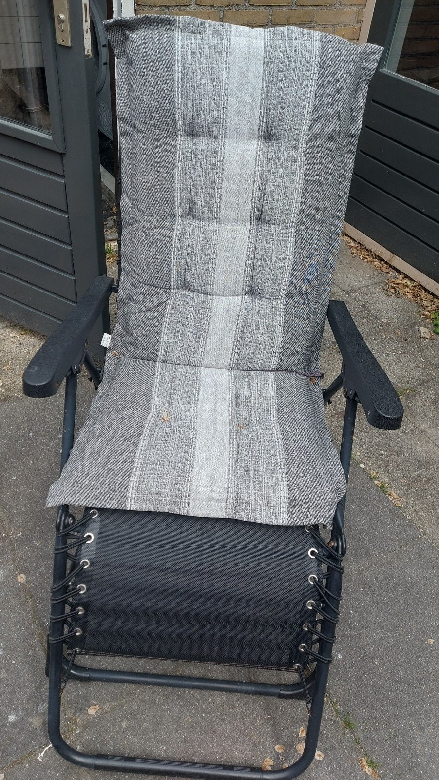 Verstelbare tuinstoel met kussen, Tuin en Terras, Ophalen of Verzenden, Gebruikt, Metaal, Verstelbaar