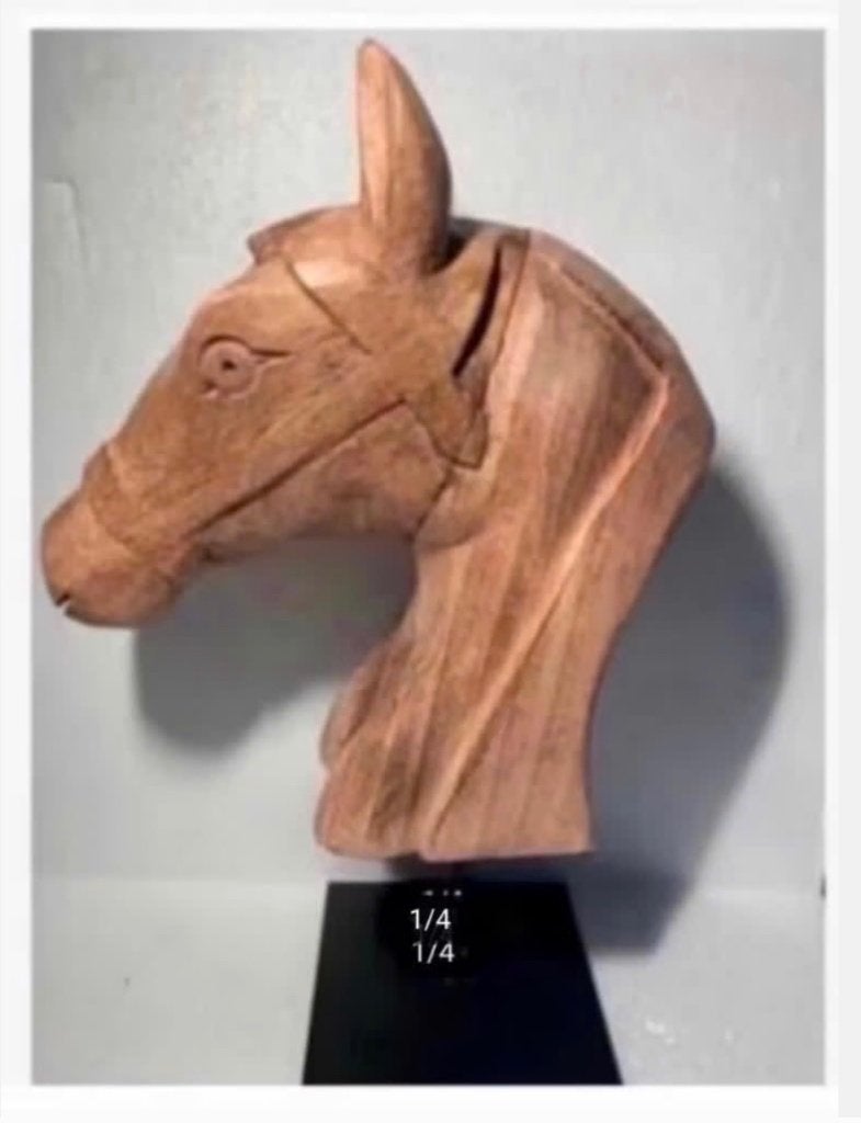 Mooi groot XL Houten paardenhoofd, woondecoratie, op voet, Ophalen of Verzenden