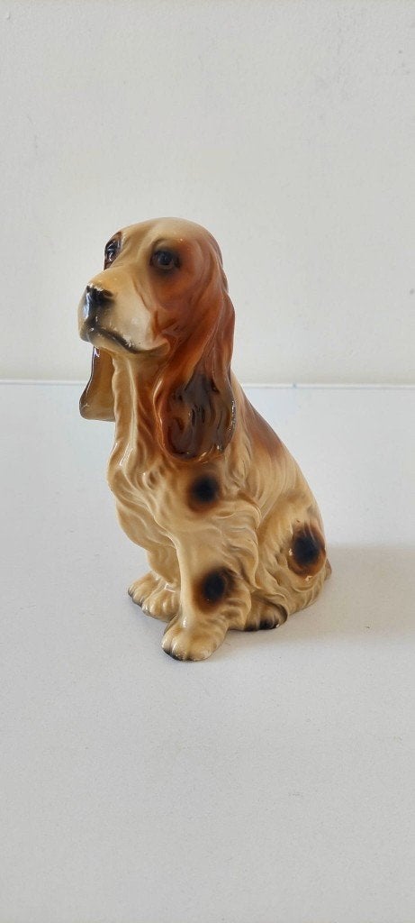 Vintage keramieken Cocker Spaniël – honden beeld, Verzamelen, Beelden en Beeldjes, Ophalen of Verzenden, Zo goed als nieuw, Dier