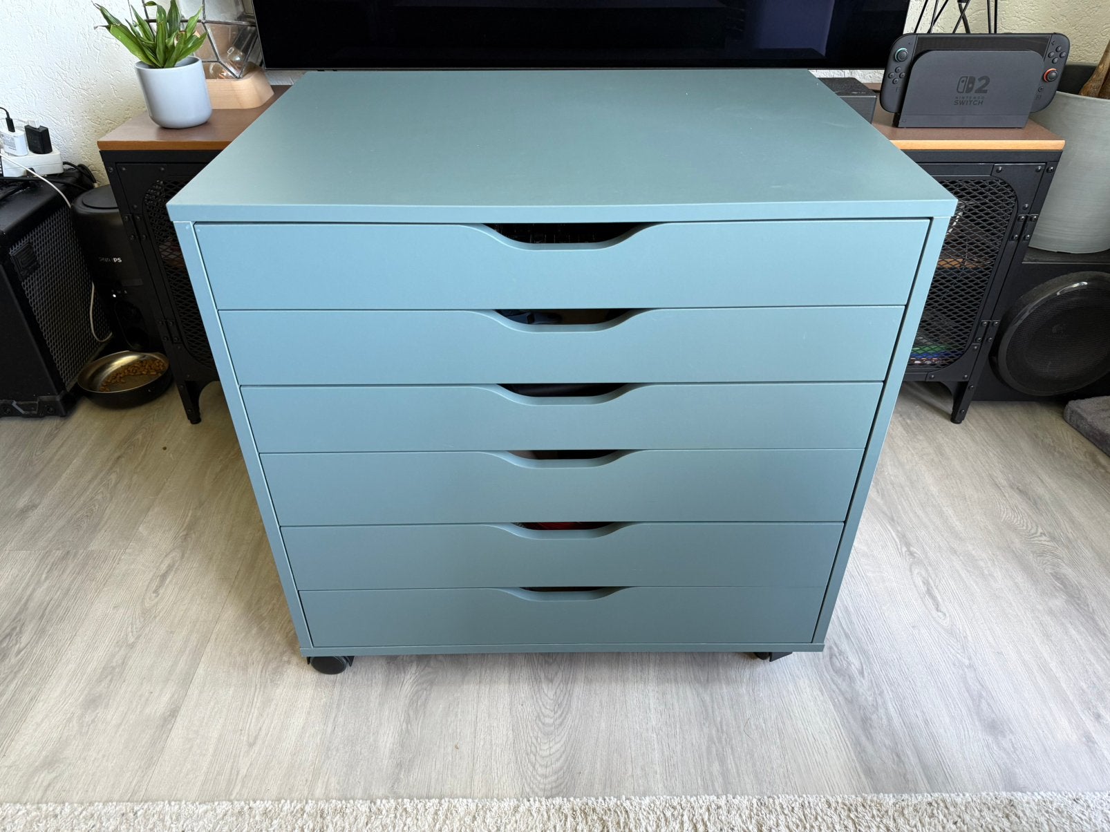 IKEA Alex ladekast op wieltjes, blauw, Ophalen, 5 laden of meer, 50 tot 100 cm, Zo goed als nieuw