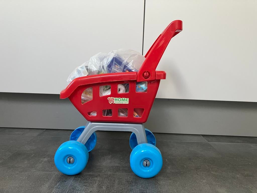 Winkelwagen met boodschappen - speelgoed, Ophalen of Verzenden, Gebruikt, Ontdekken