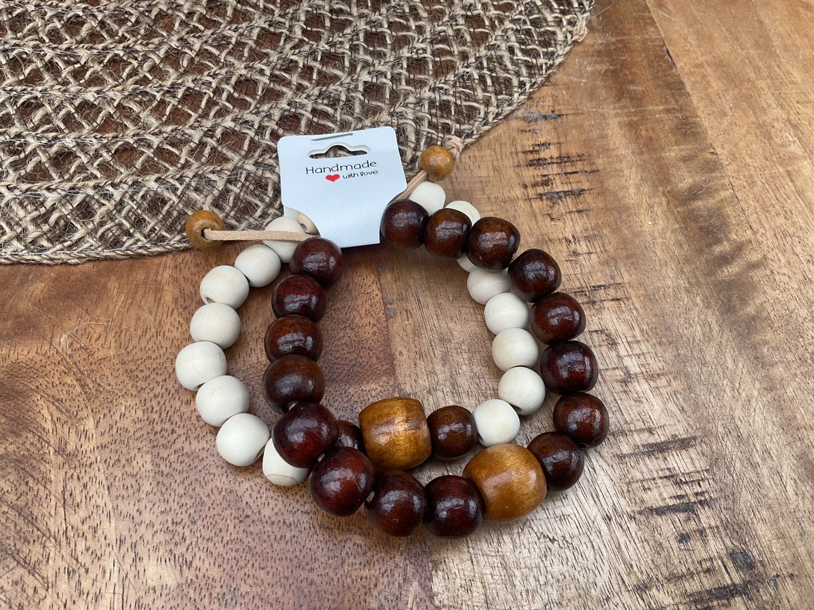 Nieuw! Stoere kralen armbandenset(2 st)NU 7,50€, Ophalen of Verzenden, Nieuw, Bruin, Leer