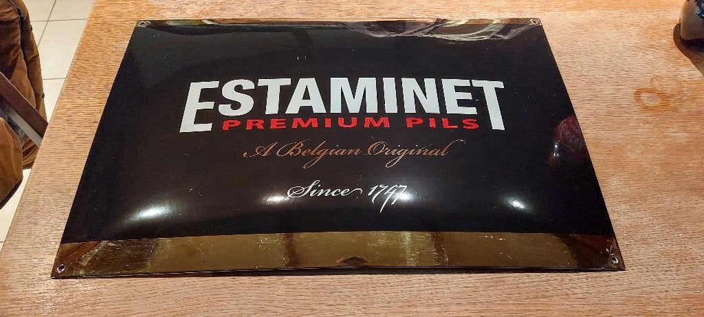Emaillebord Estaminet bier, Ophalen of Verzenden, Nieuw, Reclamebord, Plaat of Schild, Overige merken