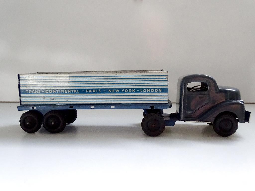 Jaren '50 HWN Bakelieten truck met Transport Cont. oplegger, Antiek en Kunst, Antiek | Speelgoed, Verzenden