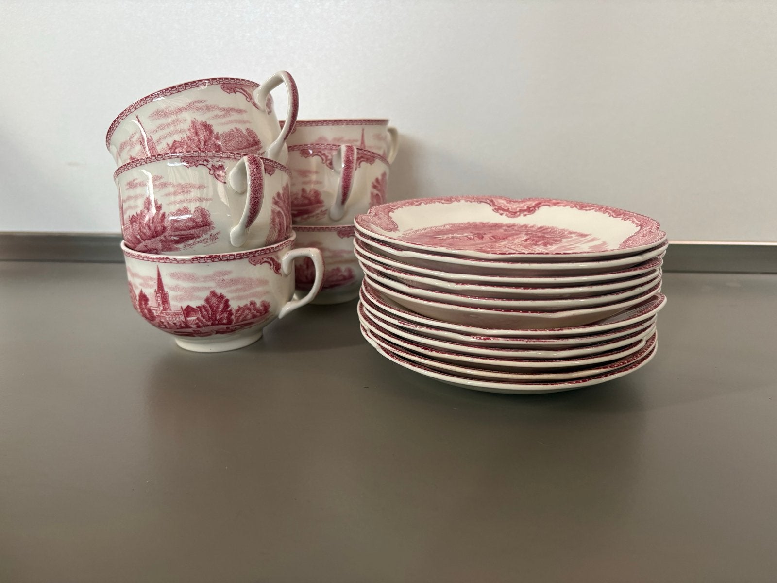Johnson Bros Old Britain Castles Servies - 6 Kopjes, 12 Scho, Antiek en Kunst, Antiek | Servies los, Ophalen of Verzenden