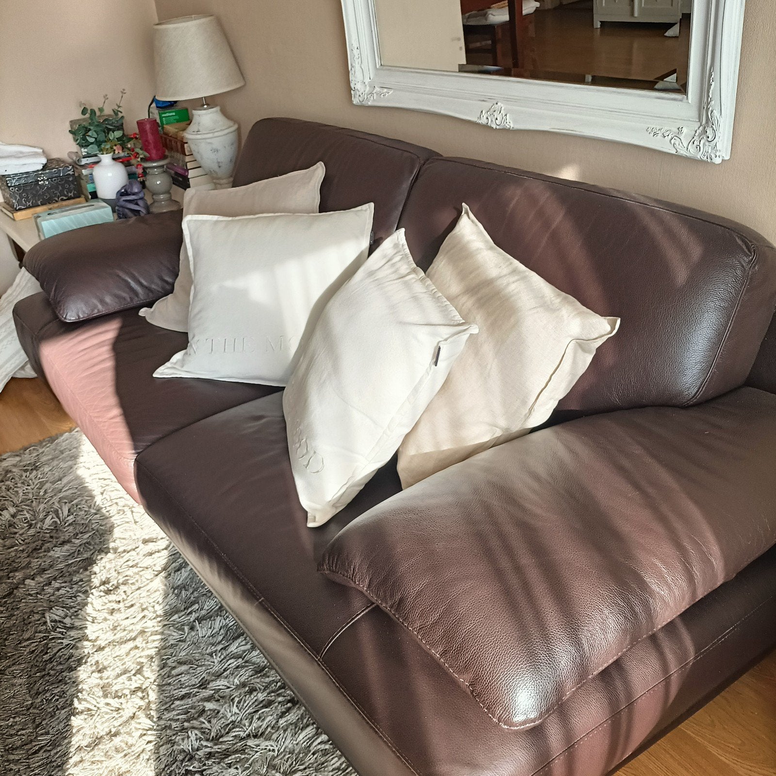 Prachtige Natuzzi Italiaanse leren bank, Ophalen, Zo goed als nieuw, Leer, Italiaanse stijl