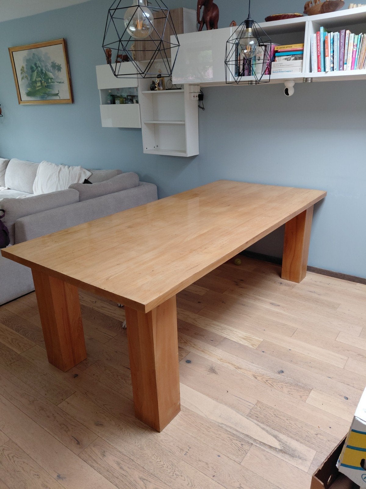 Grote eettafel met vierkante poten - 230x107 cm, Ophalen, Gebruikt, 100 tot 150 cm, 200 cm of meer