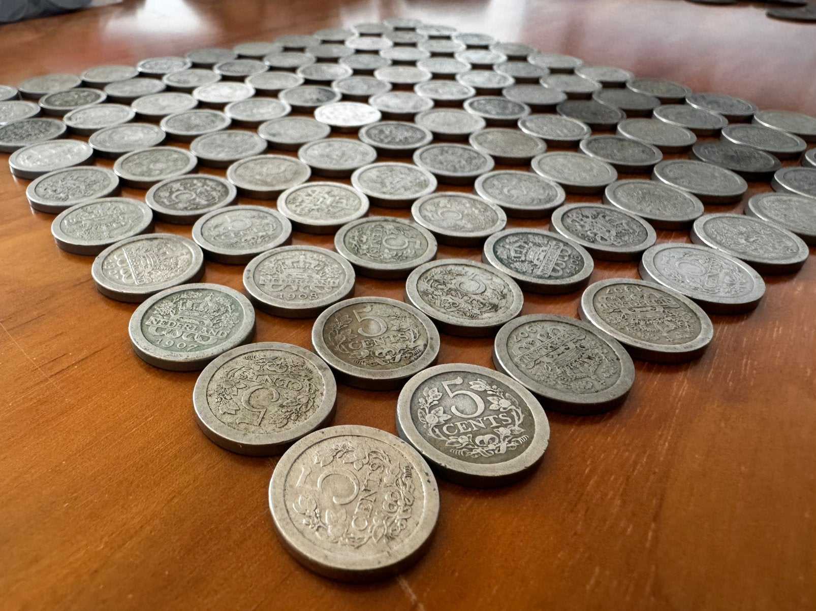 100 oude Nederlandse 5 cent munten uit 1907 en 1908, Ophalen of Verzenden, Koningin Juliana
