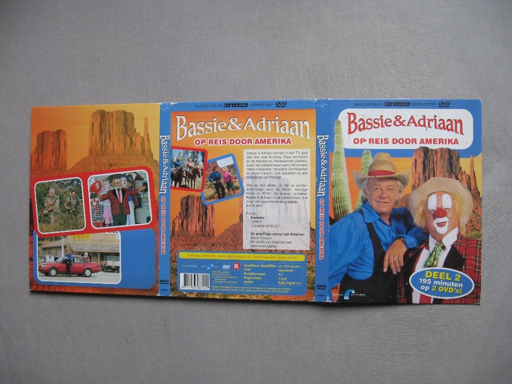 Bassie & Adriaan Op reis door Amerika dl 2 (2 dvd's 195 min), Alle leeftijden, Ophalen of Verzenden, Zo goed als nieuw, Komedie