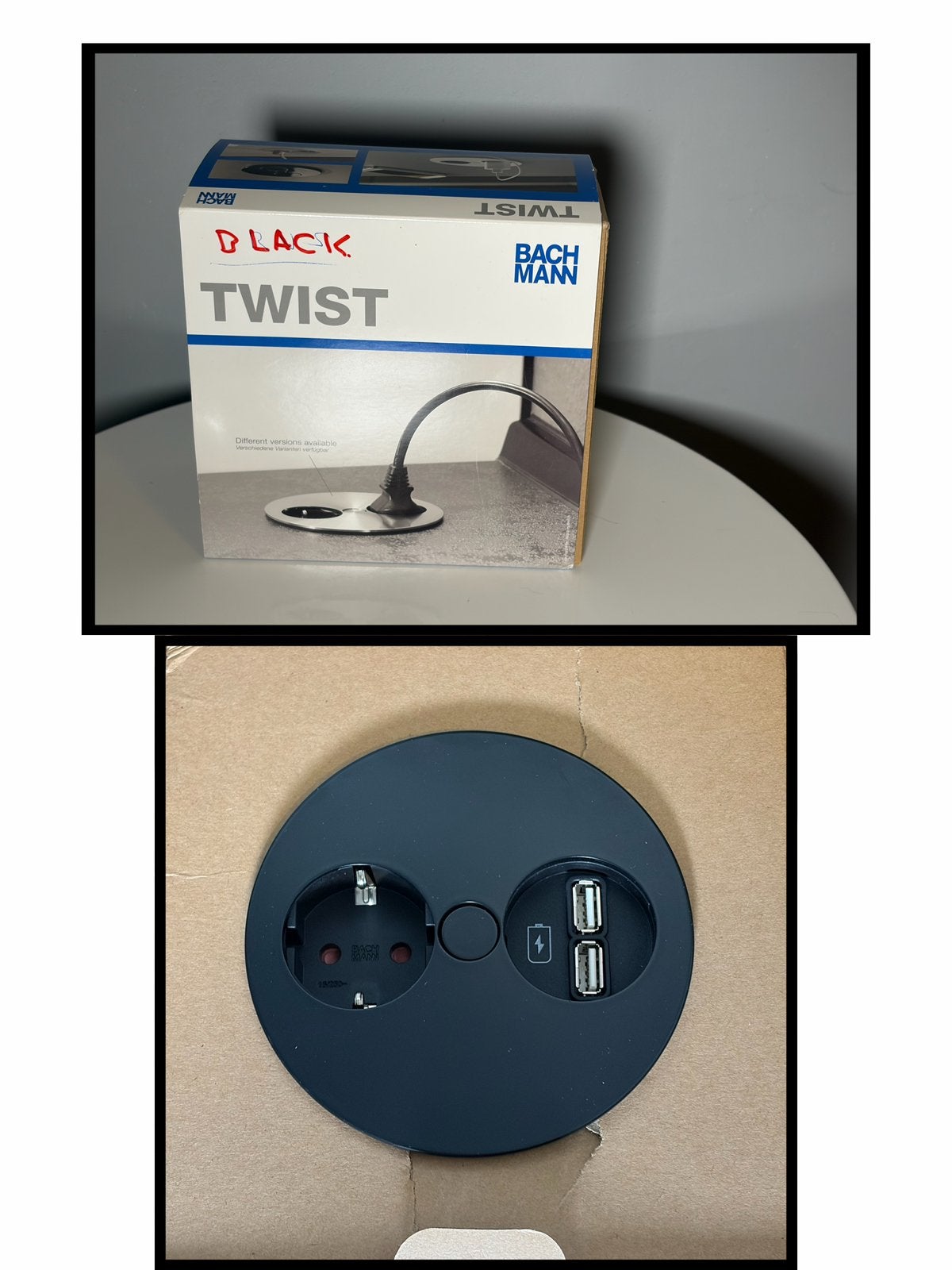 Mat zwarte Bachmann TWIST, stopcontact en usb poort, Ophalen of Verzenden, Zo goed als nieuw