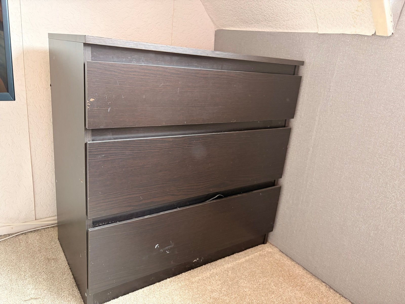 IKEA Malm ladekast met 3 lades - Donkerbruin, Ophalen, Gebruikt, 50 tot 100 cm, 3 of 4 laden