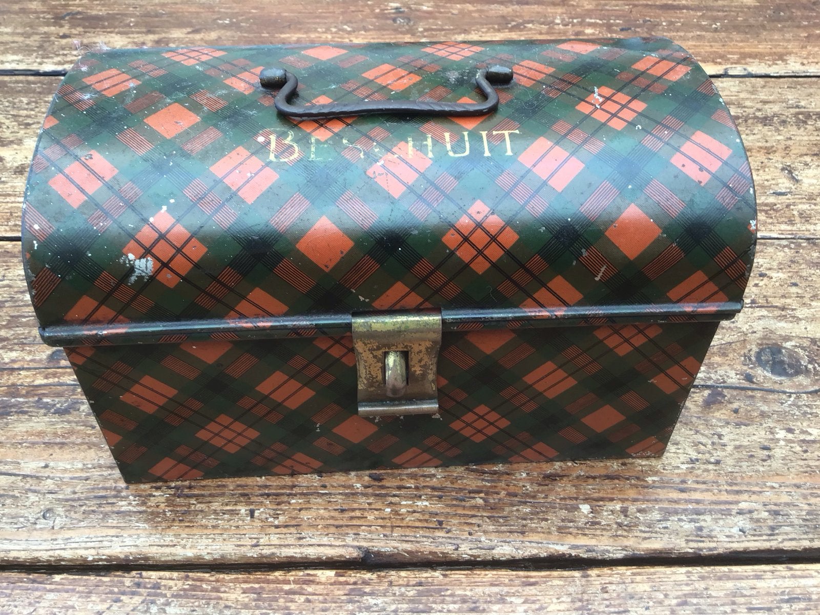 Antiek Tartan Schotse Ruit Beschuit Blik, Antiek en Kunst, Ophalen of Verzenden
