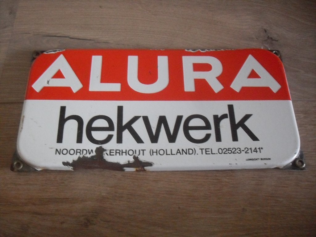 alura hekwerk emaille bordje, Ophalen of Verzenden