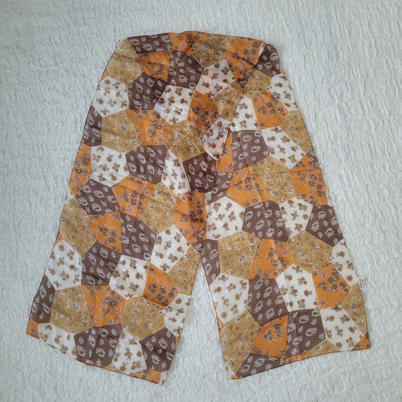 Zijden sjaal 100% zijde bruin beige 17 x 34 cm, Ophalen of Verzenden, Zo goed als nieuw, Sjaal