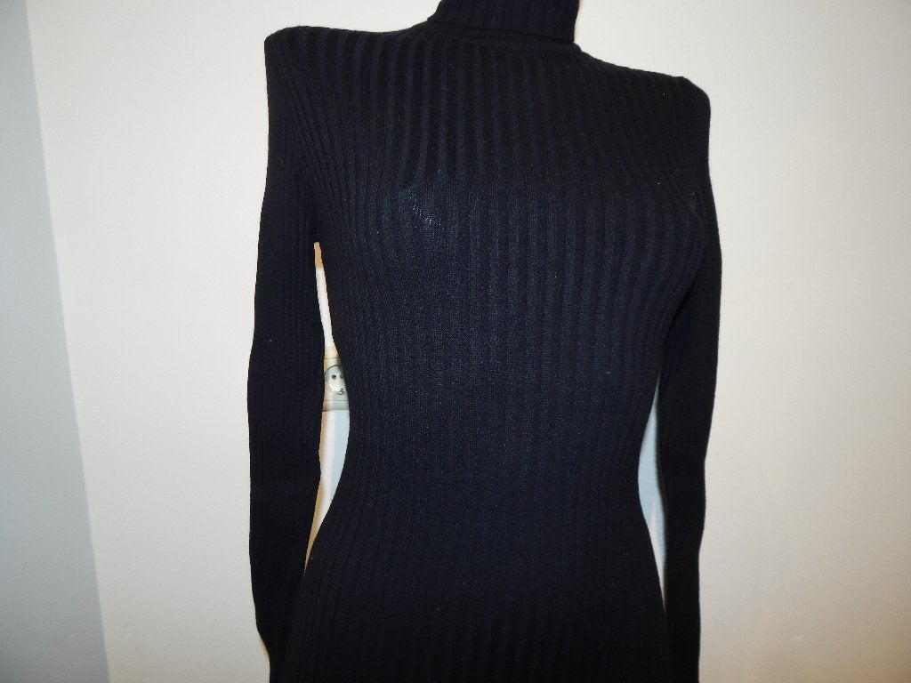 Wolford merino rib dress met kolletje en lange mouw xs/s, Zwart, Ophalen of Verzenden, Wolford, Knielengte