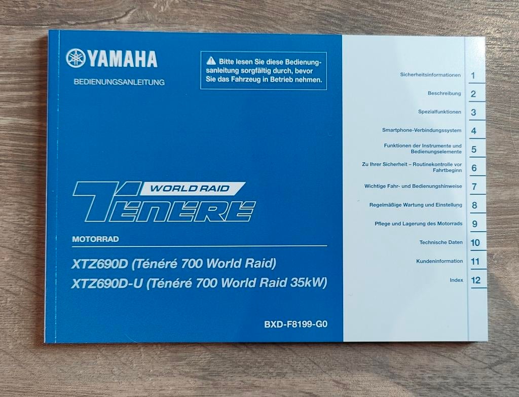 2026 Yamaha Tenere World Raid Bedienungsanleitung (Duits), Motoren, Handleidingen en Instructieboekjes, Verzenden, Yamaha