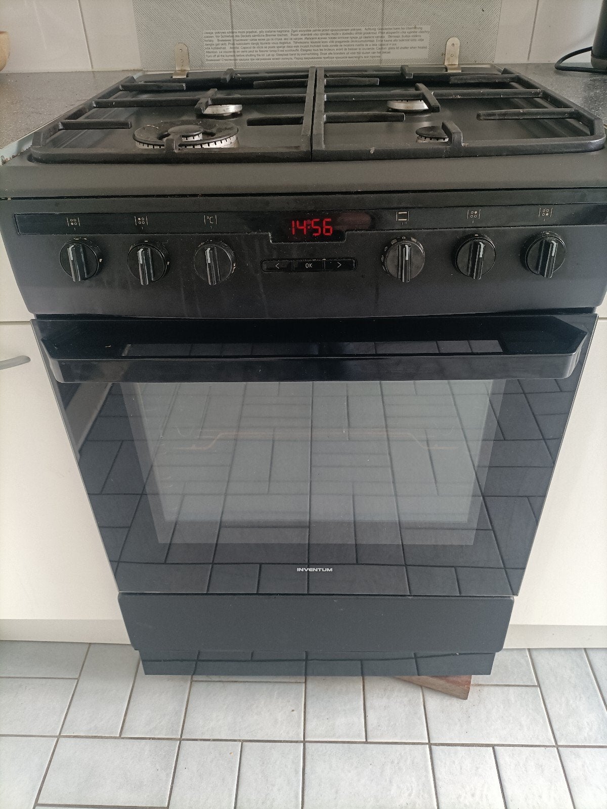 Gasfornuis met oven, Ophalen, 4 kookzones, Gas, Vrijstaand