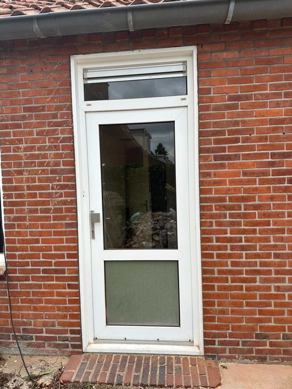 Kunststof deur, Doe-het-zelf en Verbouw, Kozijnen en Schuifpuien, Kunststof, Gebruikt, Deurkozijn, Inclusief glas