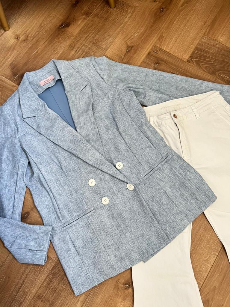 Studio anneloes denim blazer S & flair jeans broek M, Blauw, Nieuw, Ophalen of Verzenden, X