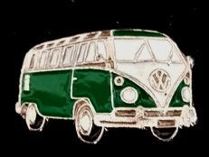 Volkswagen bus pin- groen gelakt, Verzenden, Nieuw, Transport, Speldje of Pin