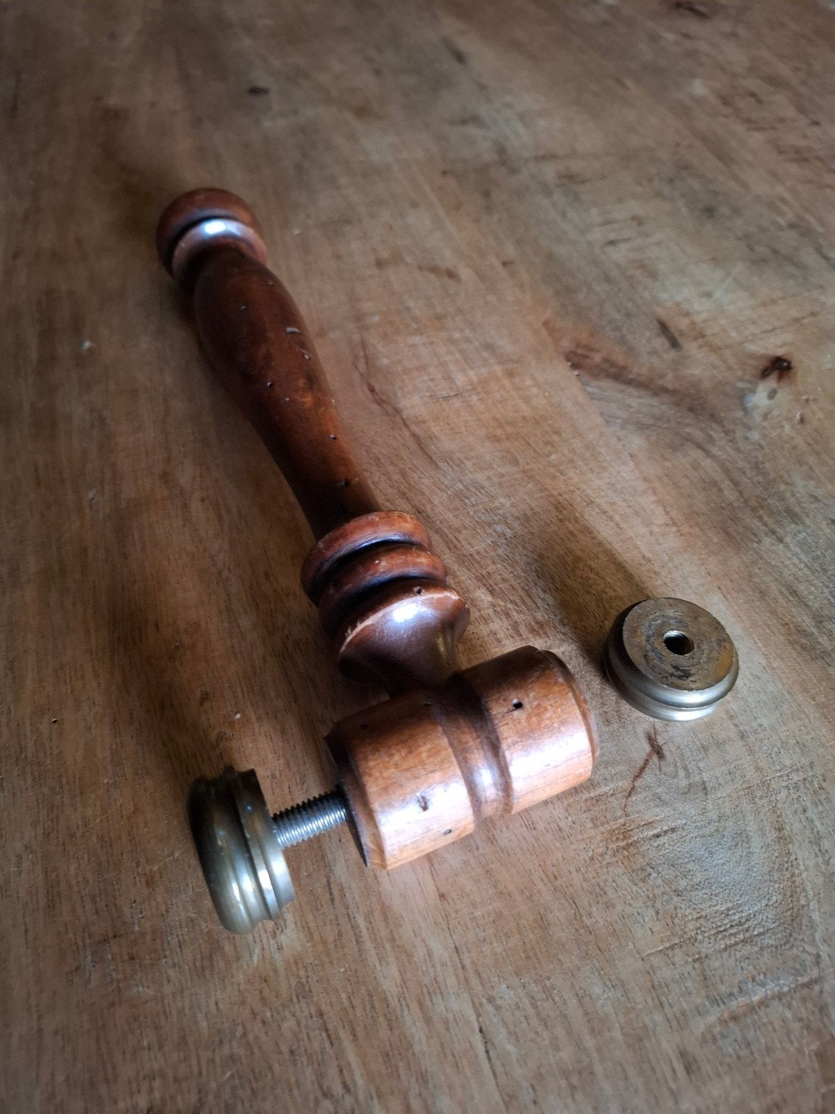 Unieke Antieke Hamer met Schroefbare Messing Doppen / Cachet, Ophalen of Verzenden