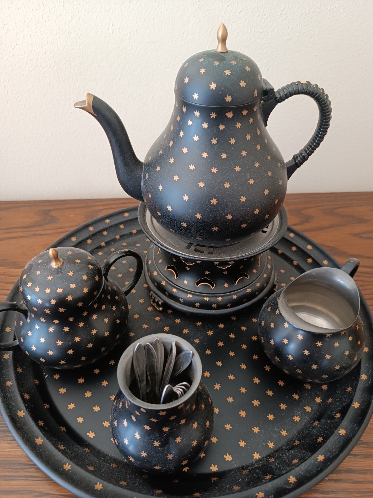 Vintage theeset - Zwart met gouden sterren, Ophalen