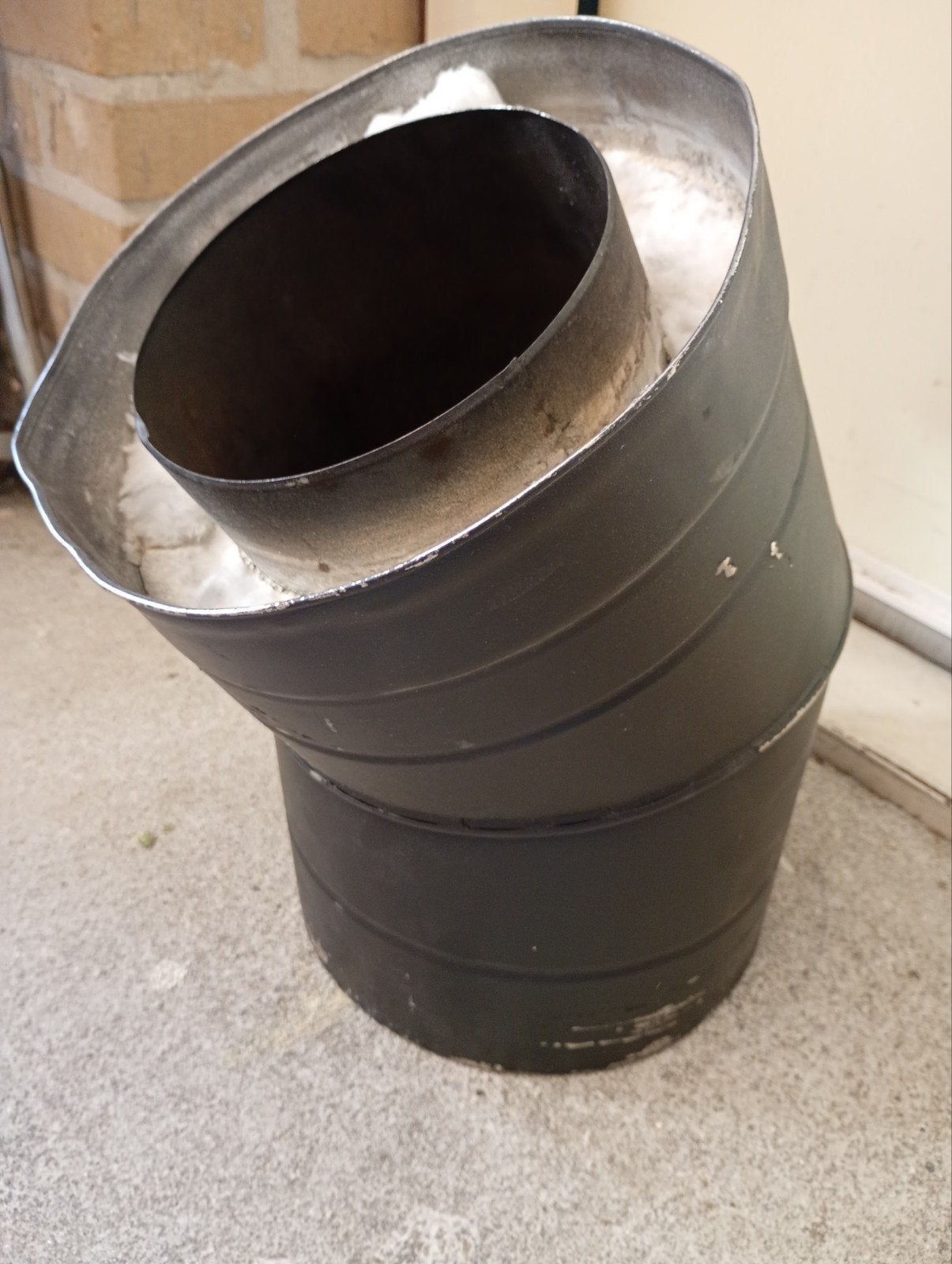 Geïsoleerde bocht voor kachelpijp zwart 150mm, Ophalen of Verzenden, Gebruikt