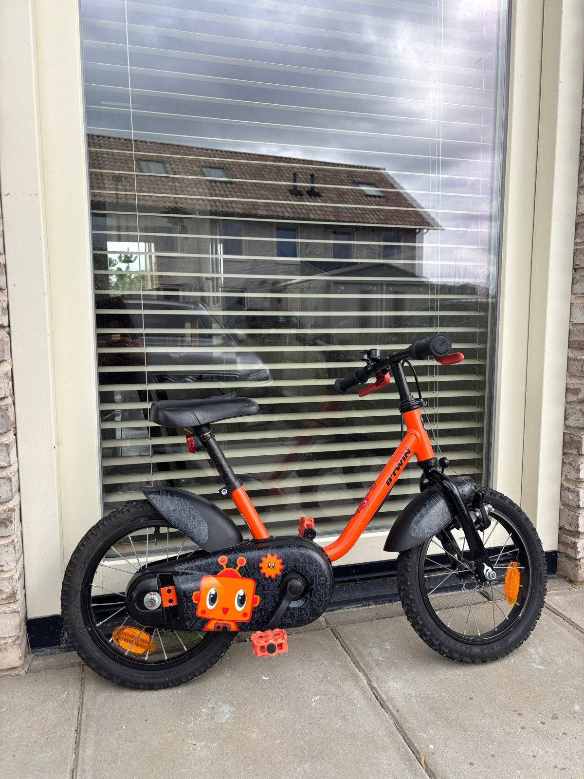 B’TWIN 14” kinderfiets Robot + zijwieltjes, Ophalen, Terugtraprem, Zijwieltjes, 16 tot 20 inch