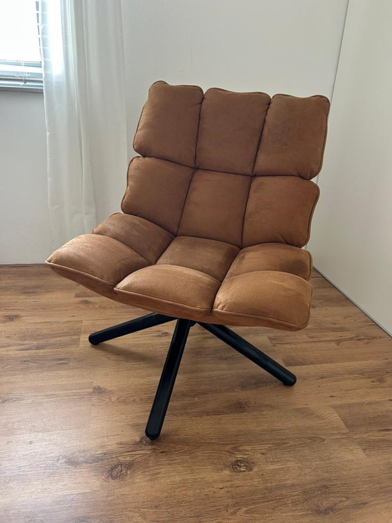 Draai fauteuil cognac, Ophalen, Zo goed als nieuw, Bruin, Eén
