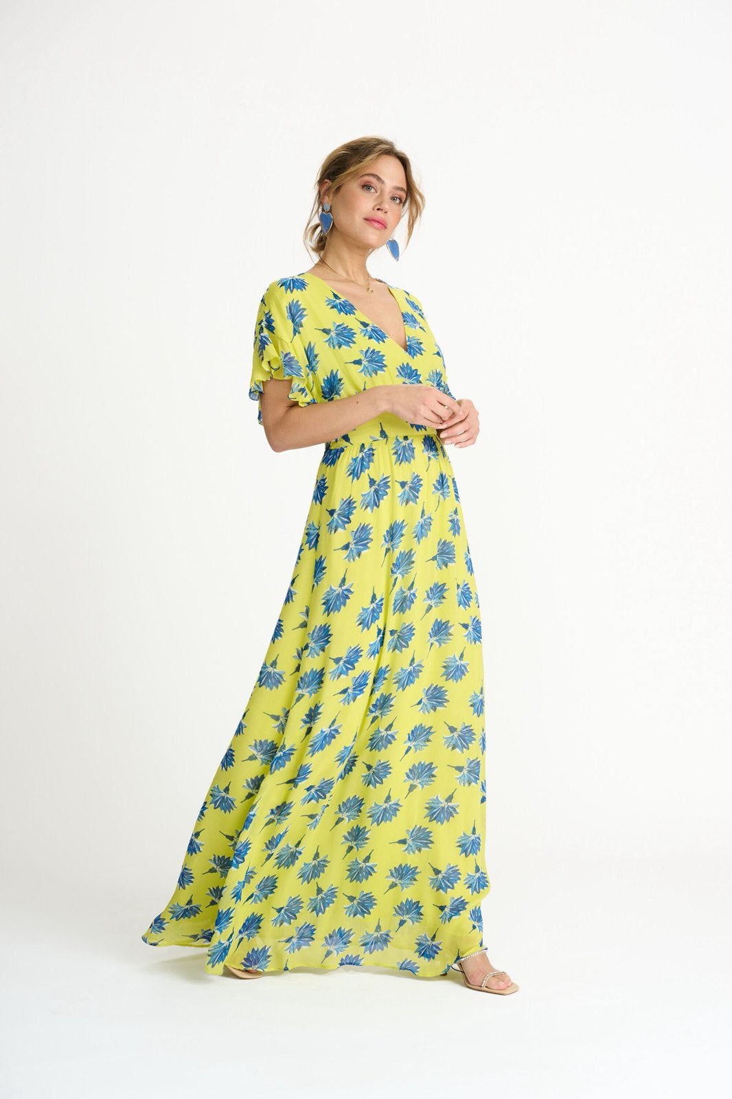 POM AMSTERDAM lime summer dress maat 40, Kleding | Dames, Jurken, Maat 38/40 (M), Geel, Ophalen of Verzenden, Zo goed als nieuw