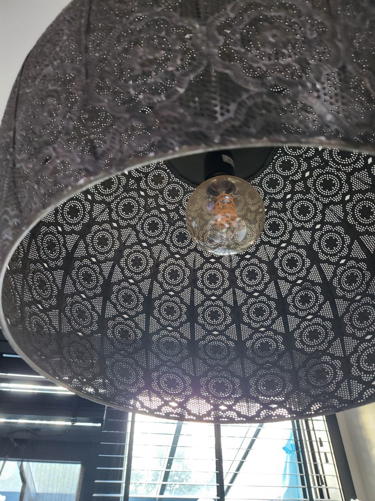 Oosterse Hanglamp Emine - Metaal - Zwart/Grijs, Ophalen, E27 (groot), Zo goed als nieuw, Metaal