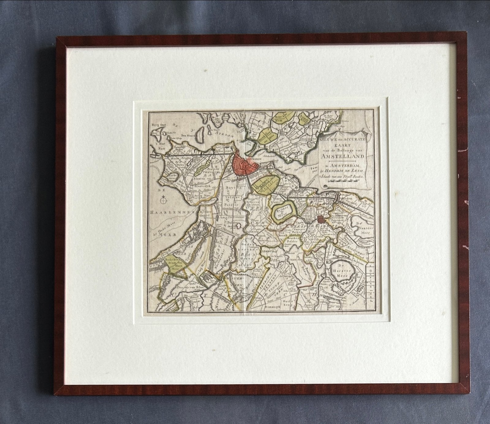 Originele Kopergravure Amsterdam en Omgeving, ca. 1725, Voor 1800, Ophalen of Verzenden, Nederland, Landkaart