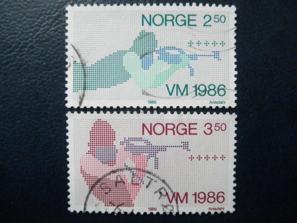 Postzegels Noorwegen 1986 biathlon, schieten - cat.w € 1,00., Ophalen of Verzenden, Noorwegen, Gestempeld