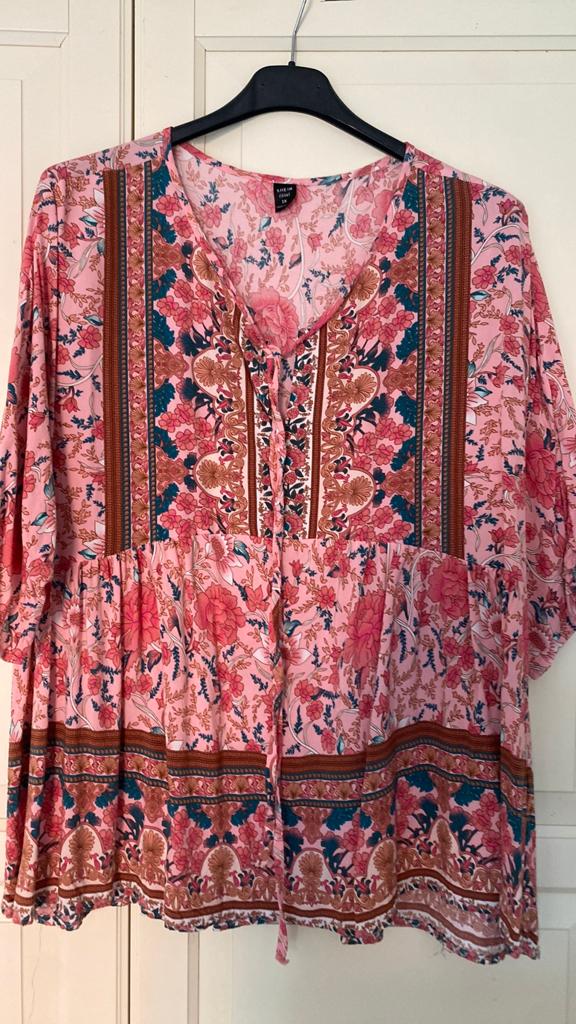 Wijde Ibiza blouse 46, Kleding | Dames, Grote Maten, Ophalen of Verzenden, Zo goed als nieuw, Blauw, Blouse of Tuniek